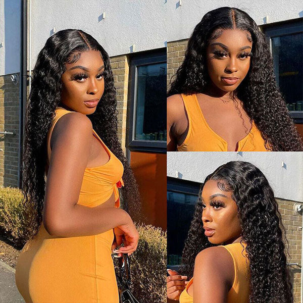 $129/2 Wigs | V Part Glueless Wear & Go Water Wave Wig + 8Inch #27 Honey Blonde Straight Bob 4X4 Lace Closure Wig