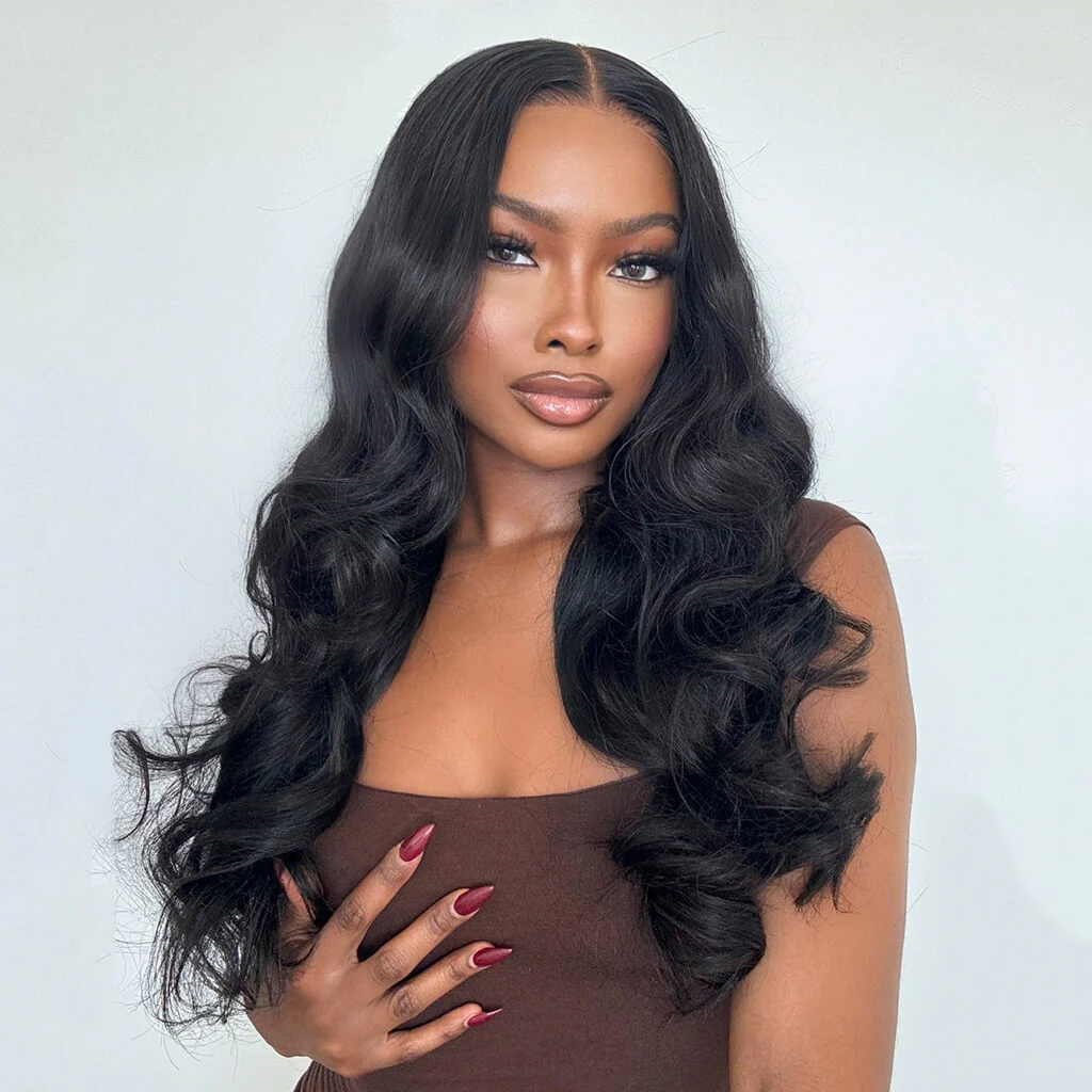 Zlike Pull Go Body Wave Natural Black 13x6 Pre Cut Lace Front Wigs Human Hair Pull To Wear Wigs