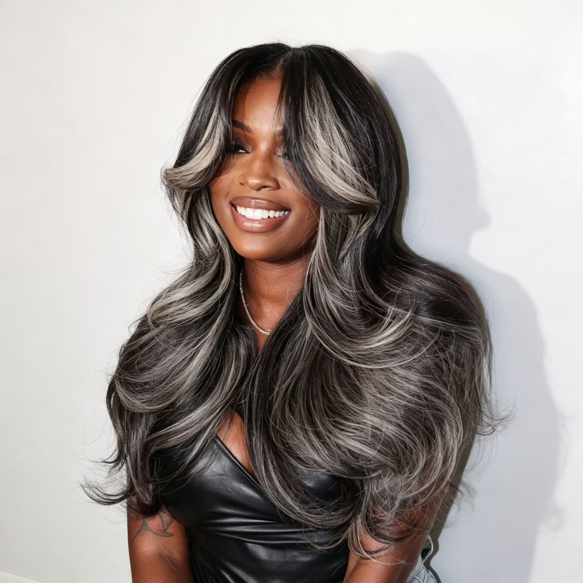 Zlike 1B/613 Highlight Peacock Curl 7x5 Glueless Pull & Go Wig Pre-Styled with Heavy Layers