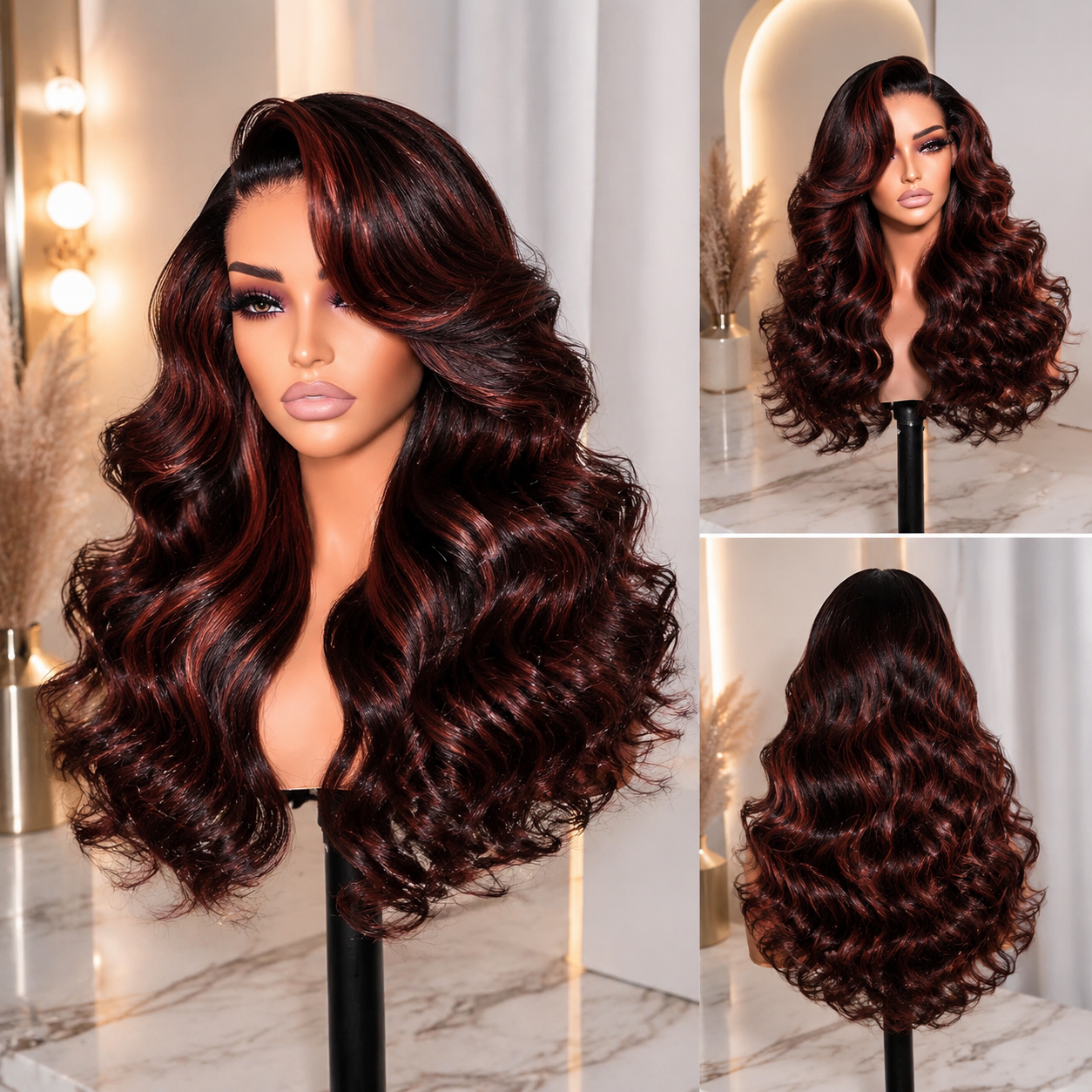 Zlike Natural Black With Highlights Body Wave Wig 7x5 Lace Front Glueless Human Hair Wig Pre-Cut Lace Beginner Friendly