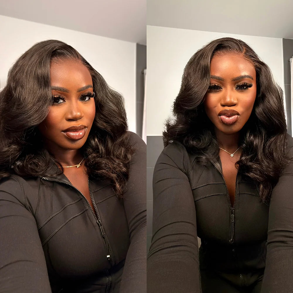 Zlike 250% Density Elegant Layered Cut Shoulder Length Loose Wavy Glueless Human Hair WIgs Full And Bouncy