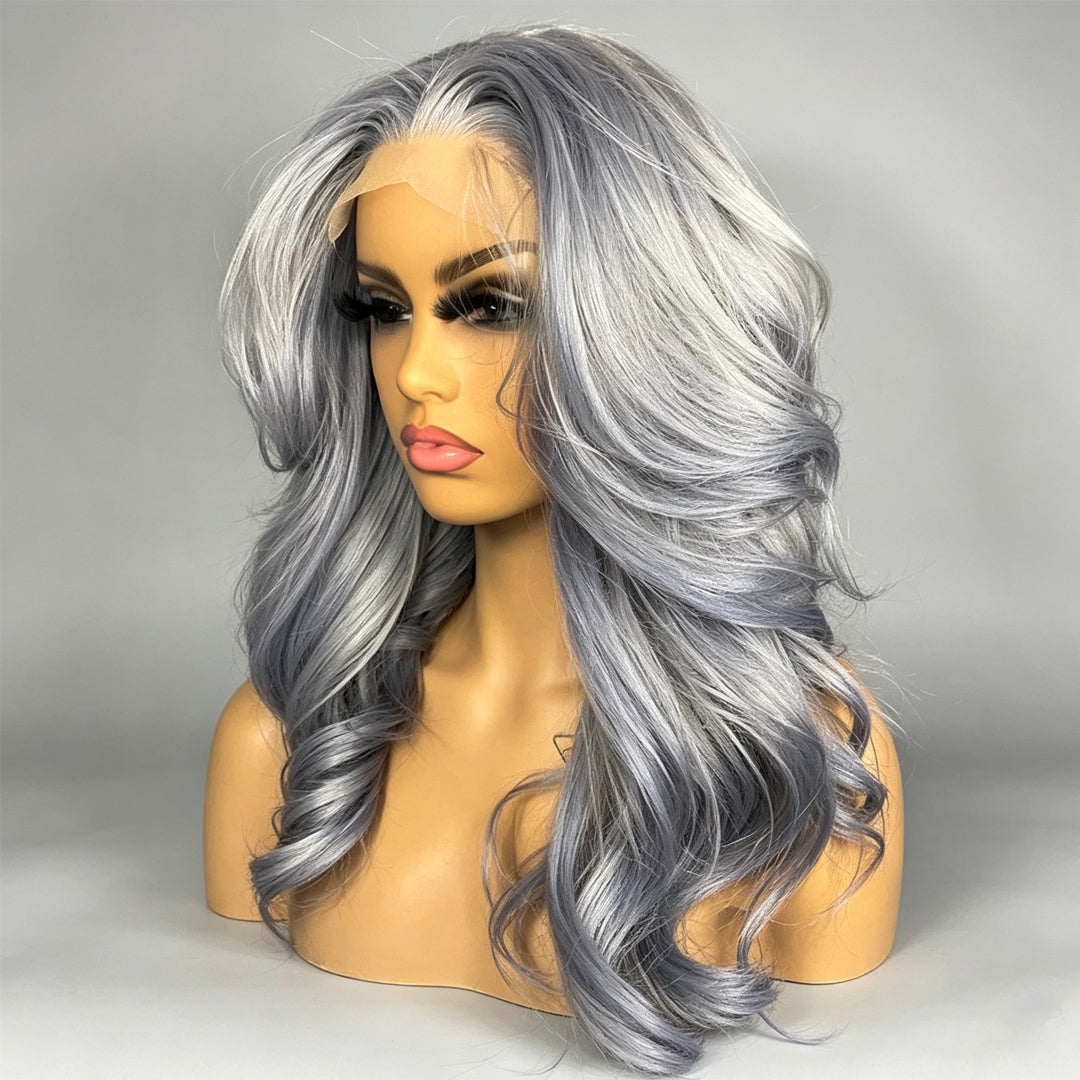 Zlike Grey Human Hair Wigs 13x4 Transparent Lace Frontal Wigs Layer Cut Human Hair Wigs For Women