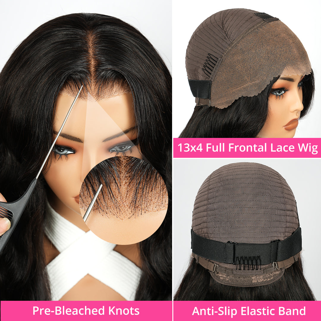 300% Density Body Wave Transparent Lace Front Wigs Virgin Human Hair Frontal Lace Wig For Women