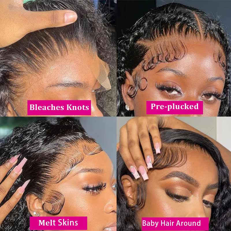 30"=$198 Water Wave Wig 180% Density Transparent Lace Front Wigs 100% Human Hair Natural Hairline
