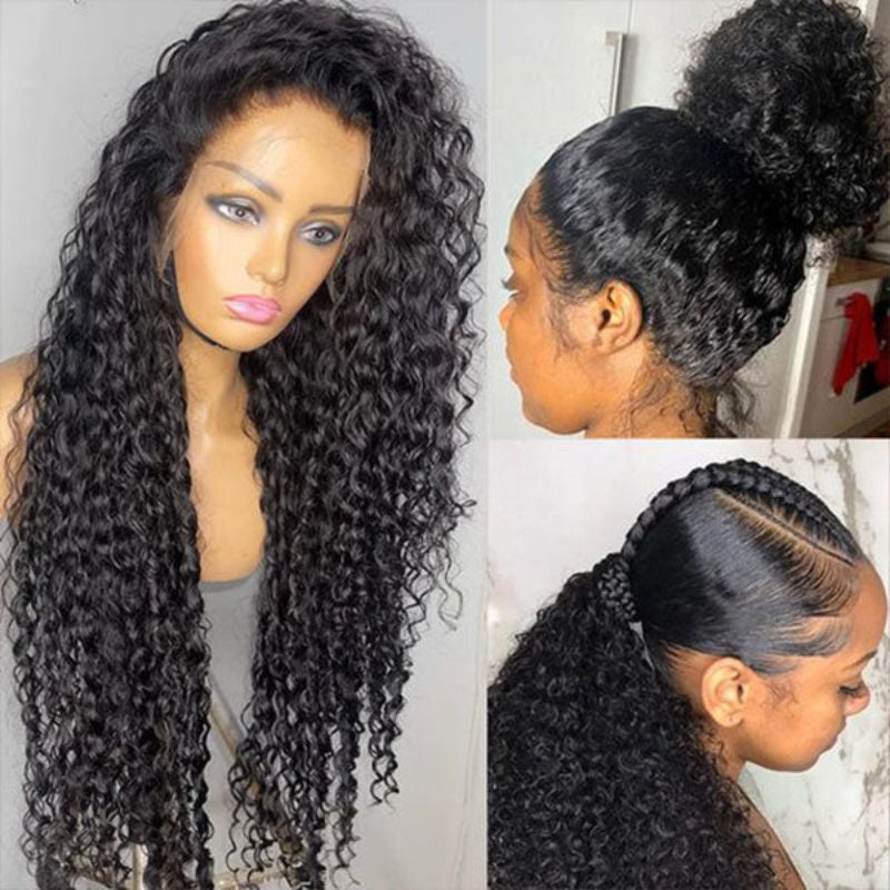 360 Lace Frontal Water Wave Wig Transparent Lace long Wig 100% Human Hair Wigs Natural Hairline