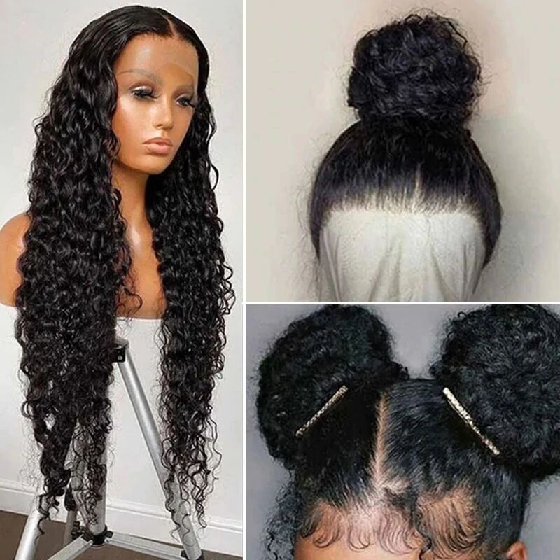 360 Lace Frontal Water Wave Wig Transparent Lace long Wig 100% Human Hair Wigs Natural Hairline