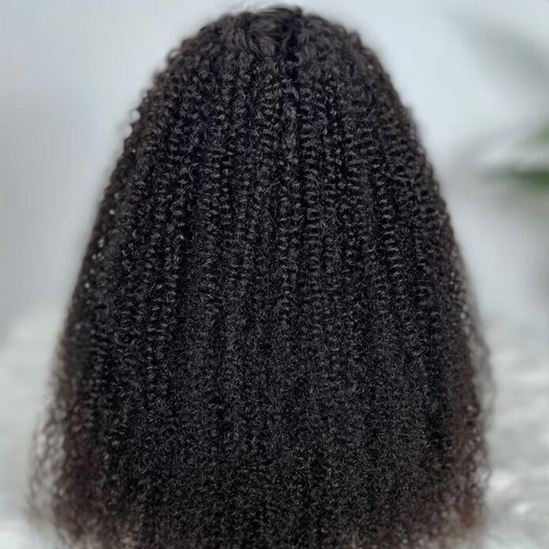 13x4 Transparent Lace Front Kinky Curly Wig Pre Bleached 100% Virgin Human Hair Wigs