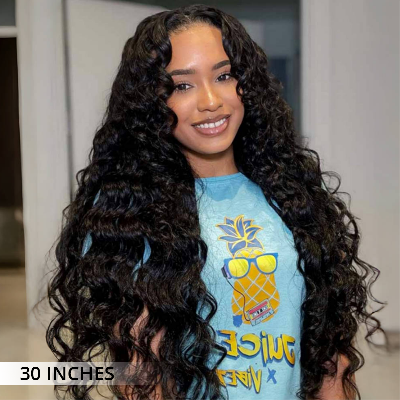 Zlike 36 34 32 30 Inches Long Wigs 13x4 Transparent Lace Front Human Hair Wigs Loose Wave