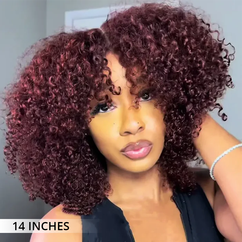 Zlike 250% Density Fluffy Layer Burmese Curly Wigs Pre-cut 7x5 Transparent Lace Closure Human Hair Wigs With Drawstring
