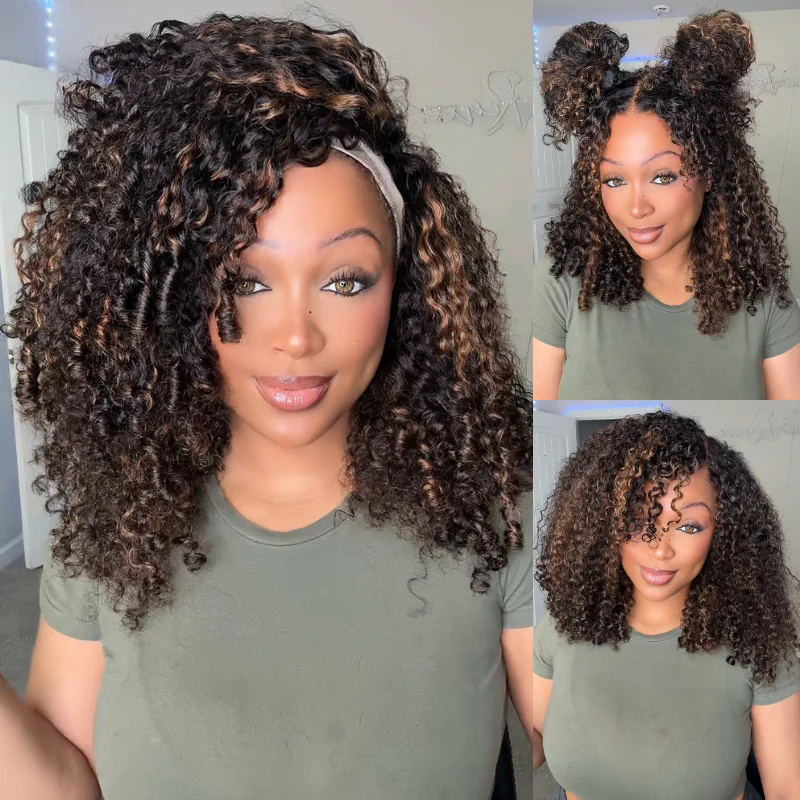 Zlike Burmese Curly Ready To Wear Highlight 7x5 Lace Closure Glueless Wigs Human Hair for Beginners With Finger Coil Ends Pre Cut Lace