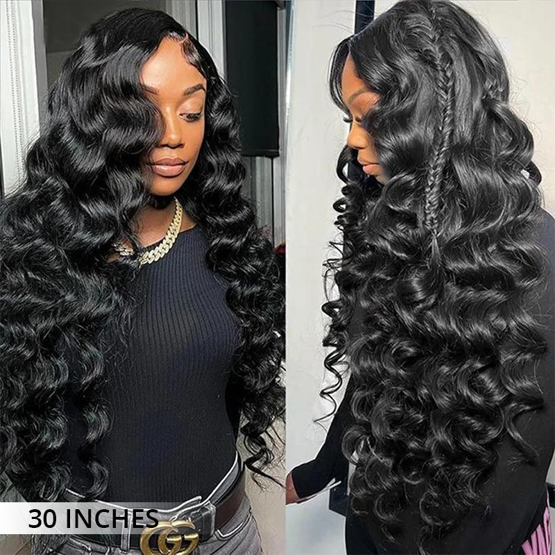 Zlike 36 34 32 30 Inches Long Wigs 13x4 Transparent Lace Front Human Hair Wigs Loose Wave
