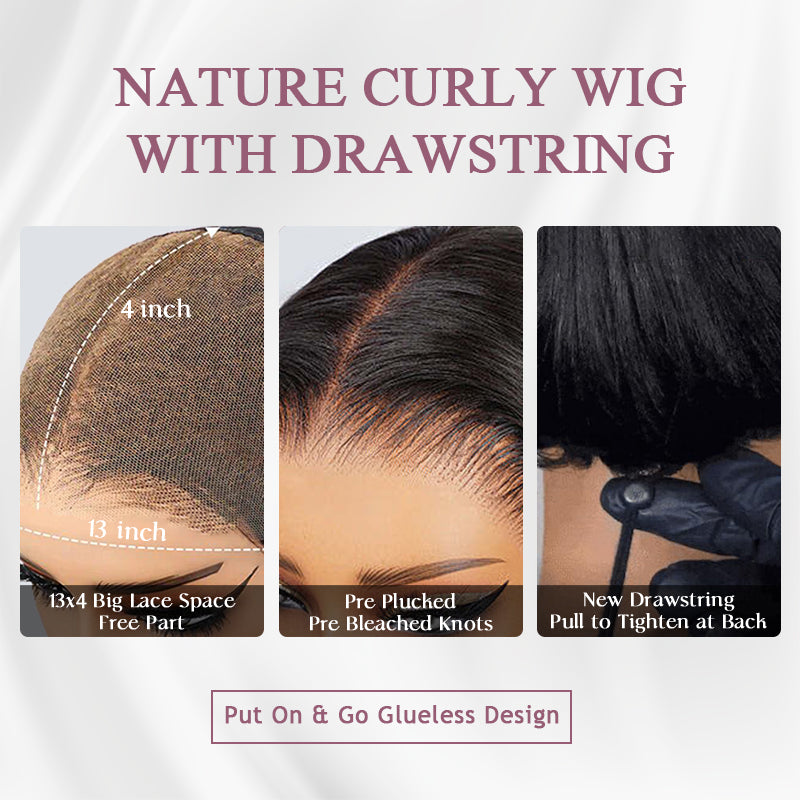 Zlike 4C Edge Curly Wigs Highlight Blonde Pre Cut Lace Front Human Hair Wigs 250% Density Pull To Wear Wigs