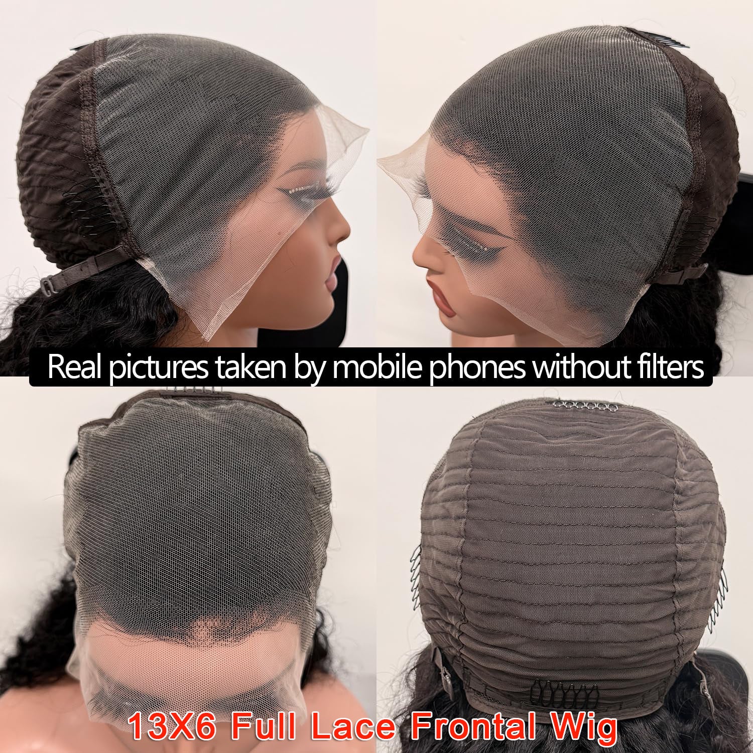 30"=$198 Water Wave Wig 180% Density Transparent Lace Front Wigs 100% Human Hair Natural Hairline
