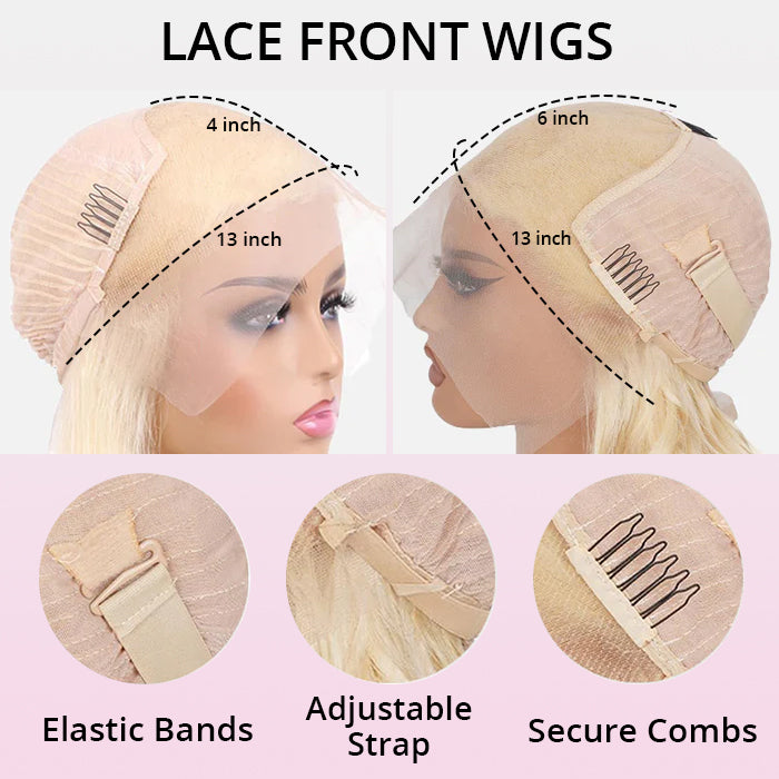 Zlike 613 Blonde Ombre Highlight Ginger Orange 13x4 Transparent Lace Front Human Hair Wigs