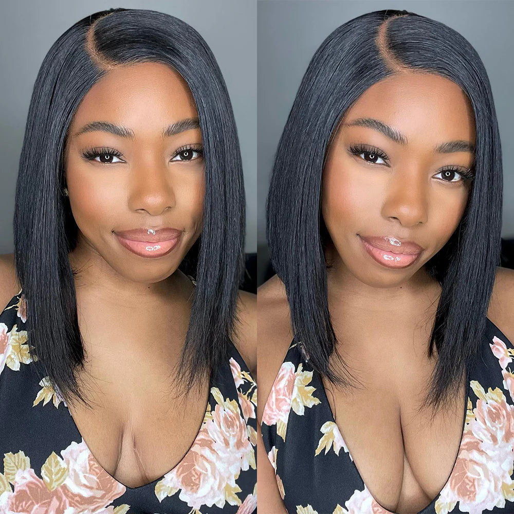 13x4 transparent lace front bob wig with a natural-looking hairline