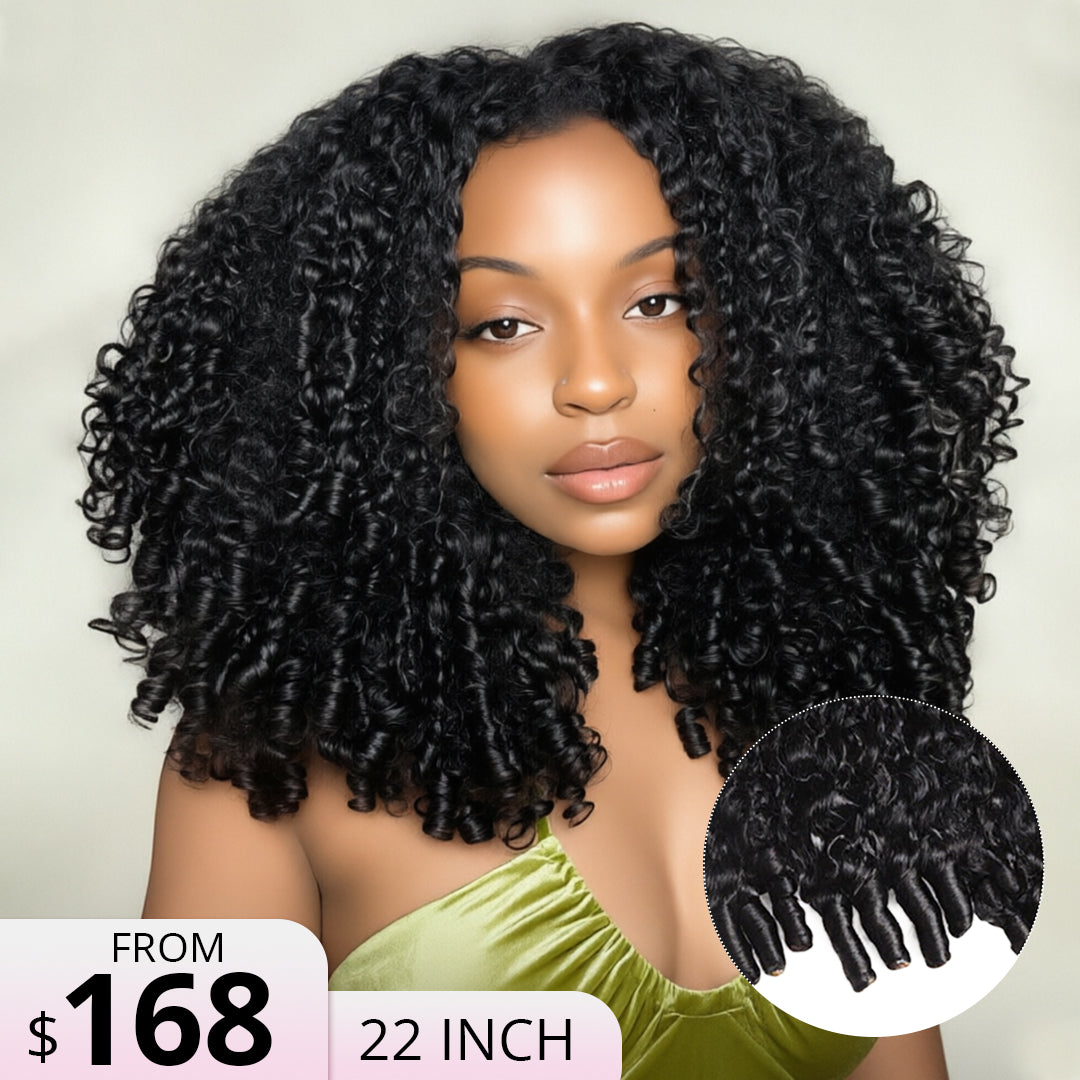 Zlike 250% Density Fluffy Layer Burmese Curly Wigs Pre-cut 7x5 Transparent Lace Closure Human Hair Wigs With Drawstring