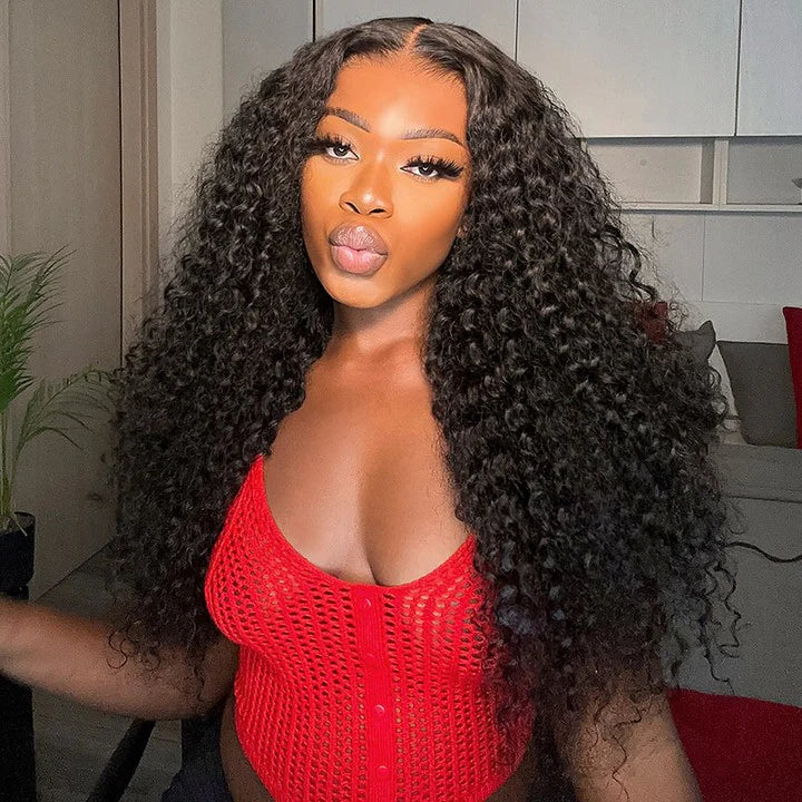 Fast Shipping | Natural Black Water Wave Transparent Lace Front Wig Pre Plucked 100% Human Hair Wigs
