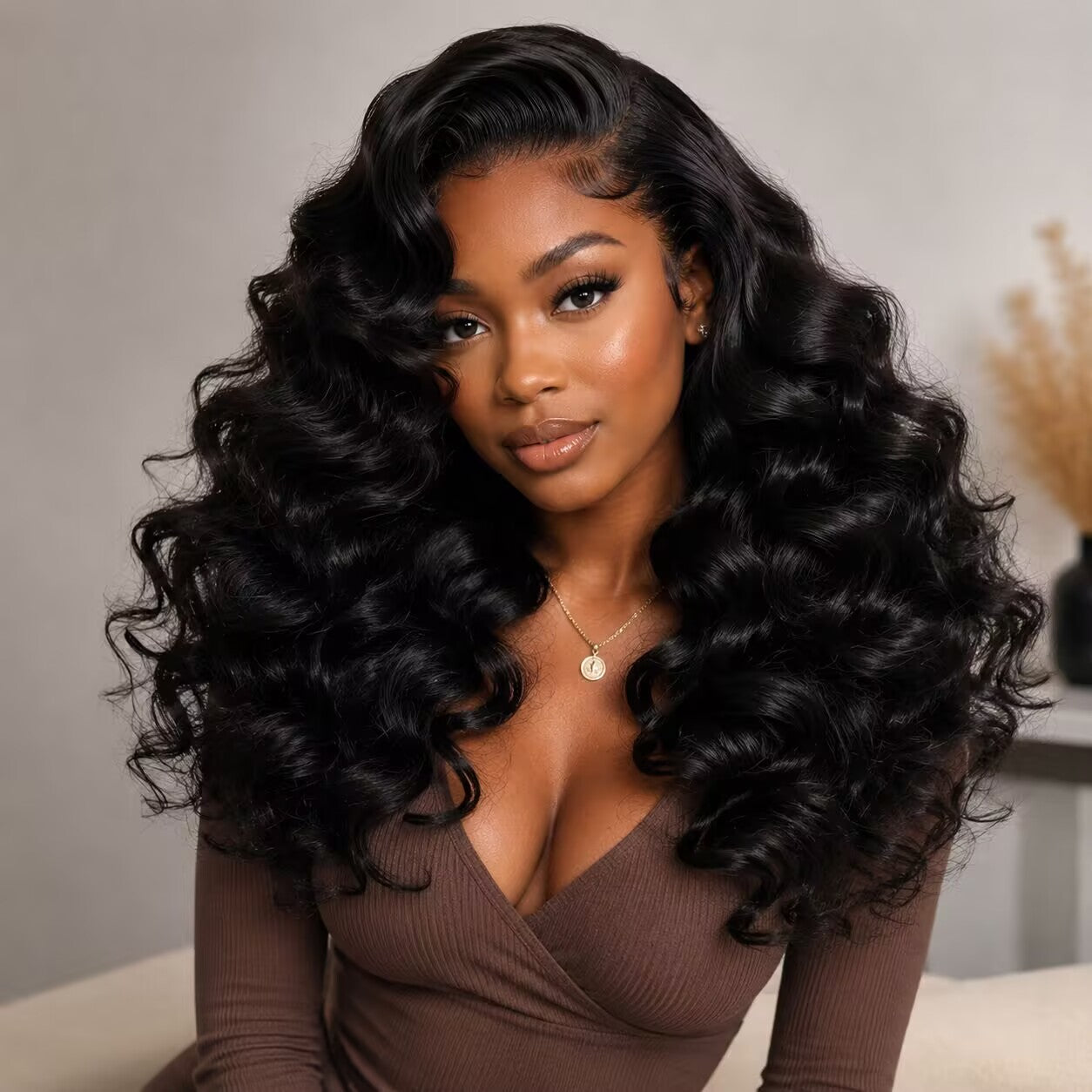 Zlike 7x5 Glueless Bouncy Curl Wig With Drawstring Cap Natural Black 100% Human Hair Lace Front Wig
