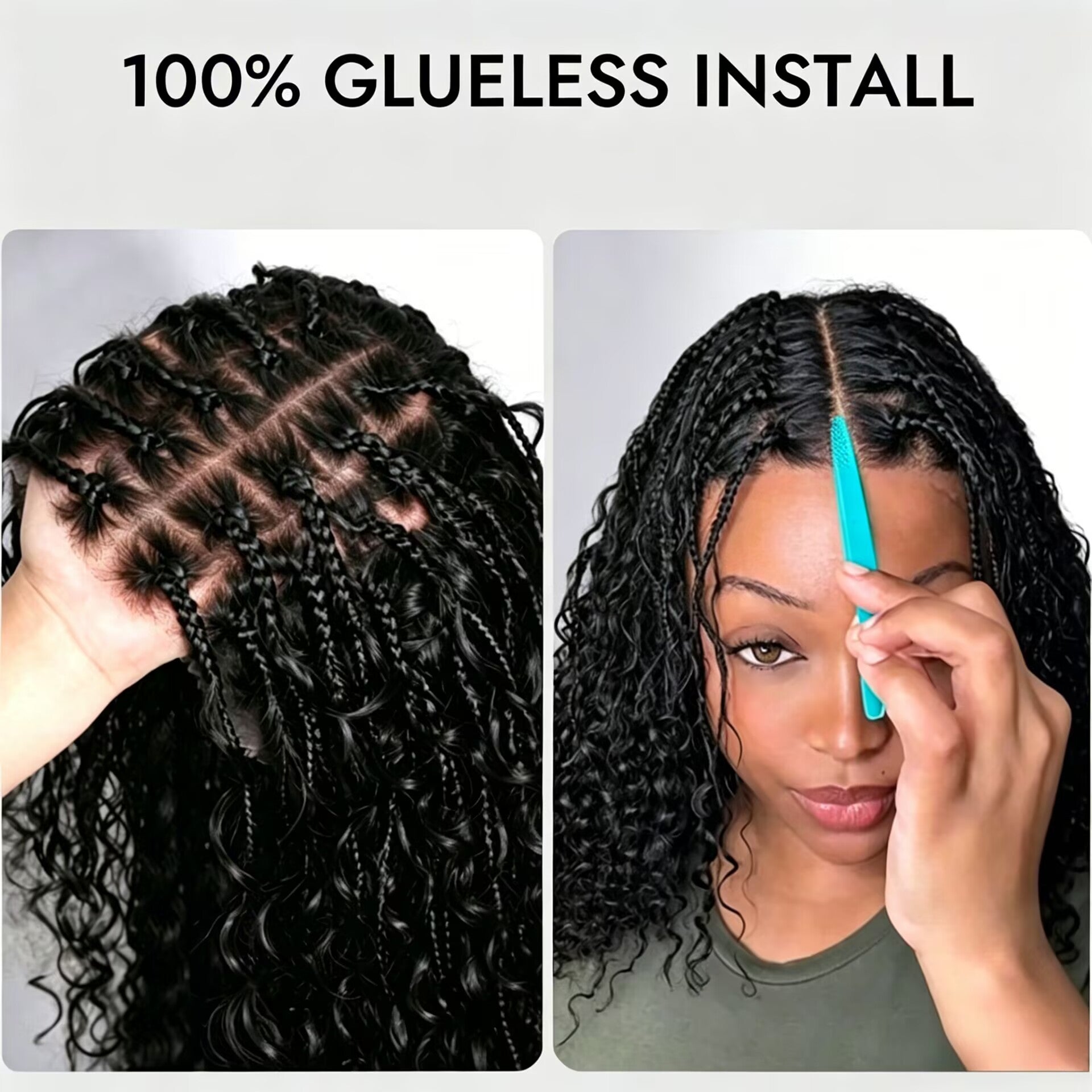 Zlike Boho Braids Water Wave Human Hair Wig Glueless 7x5 Closure Lace Wig Pre-Braided Pre-Cut HD Lace