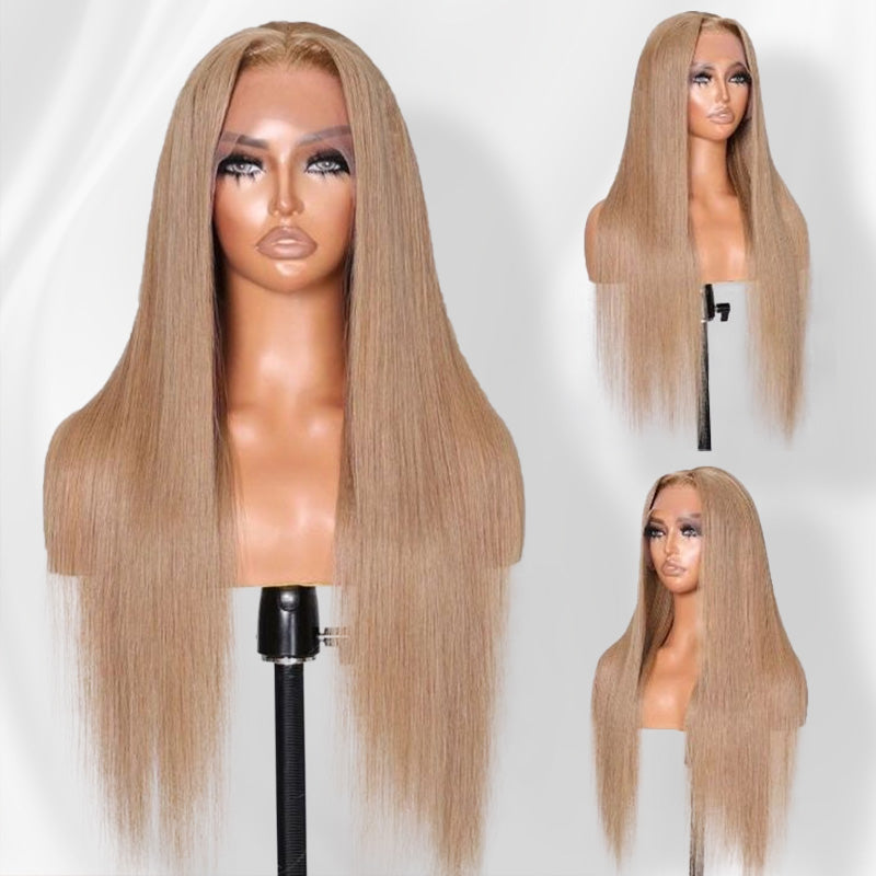 Zlike 13x4 Lace Front Wig Light Flaxen Brown Cozy Blonde Straight Human Hair Wigs