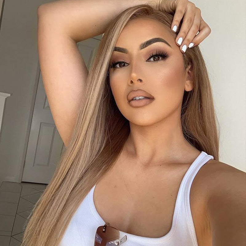 Zlike 13x4 Lace Front Wig Light Flaxen Brown Cozy Blonde Body Wave Human Hair Wigs