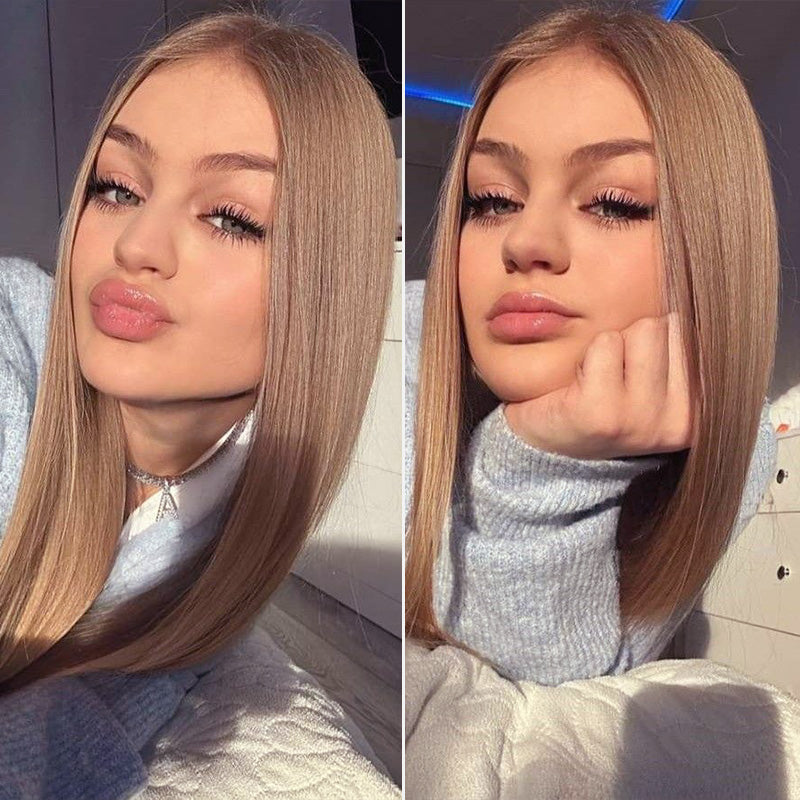 Zlike 13x4 Lace Front Wig Light Flaxen Brown Cozy Blonde Straight Human Hair Wigs