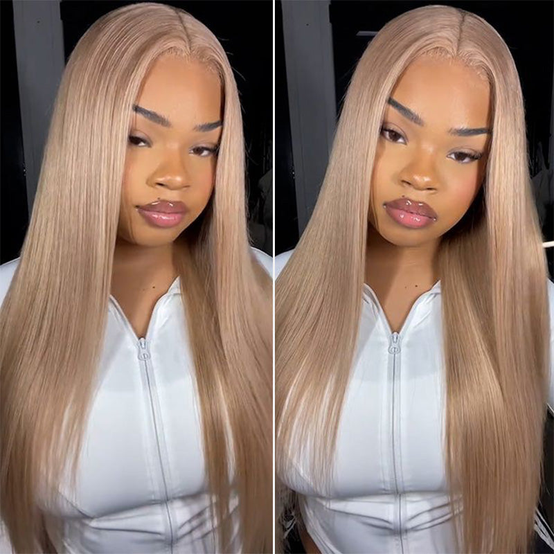 Zlike 13x4 Lace Front Wig Light Flaxen Brown Cozy Blonde Straight Human Hair Wigs