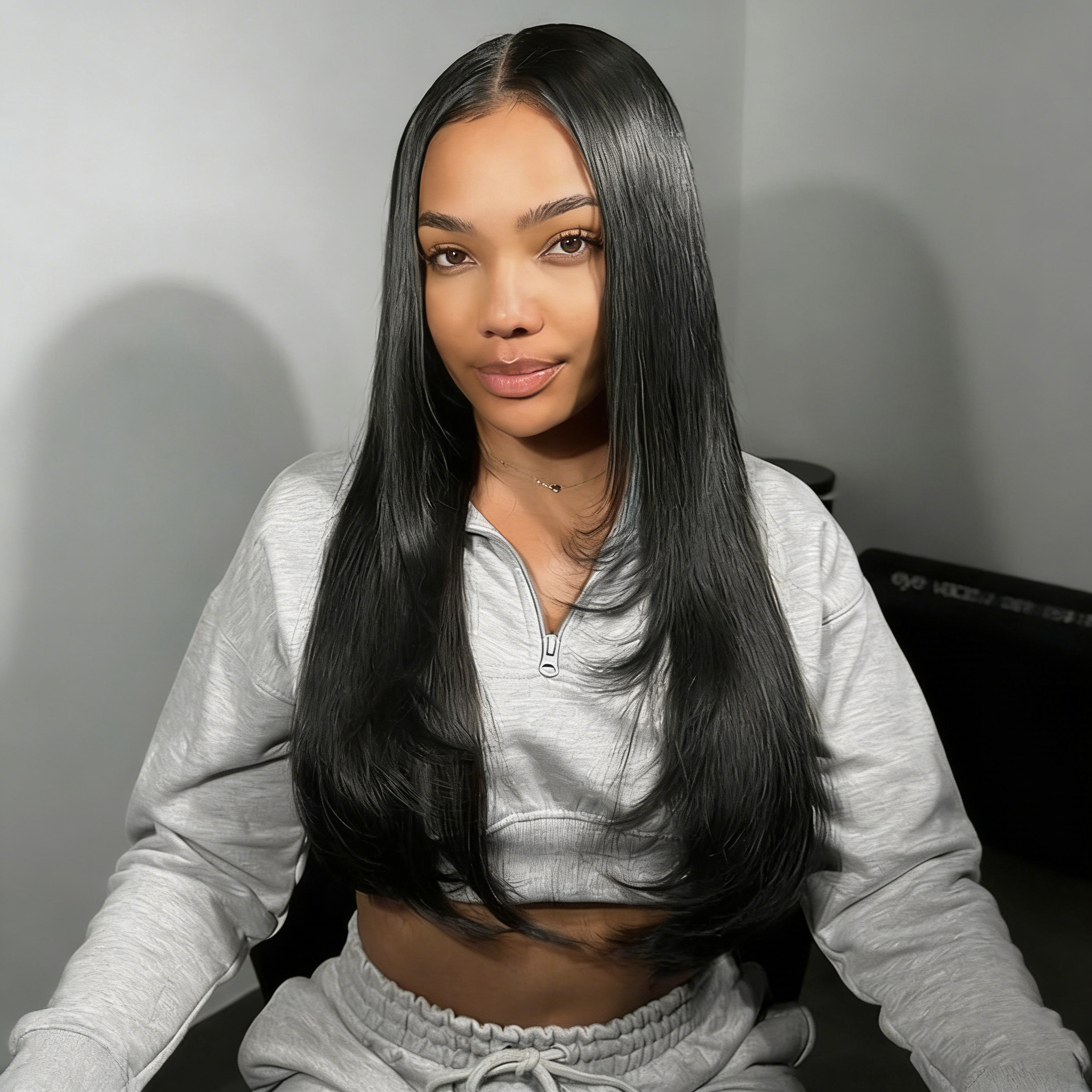 Zlike Super Natural Hairline Silky Straight Glueless 13x4 Frontal Lace Wigs Layered Cut Human Hair Pre-Cut Lace