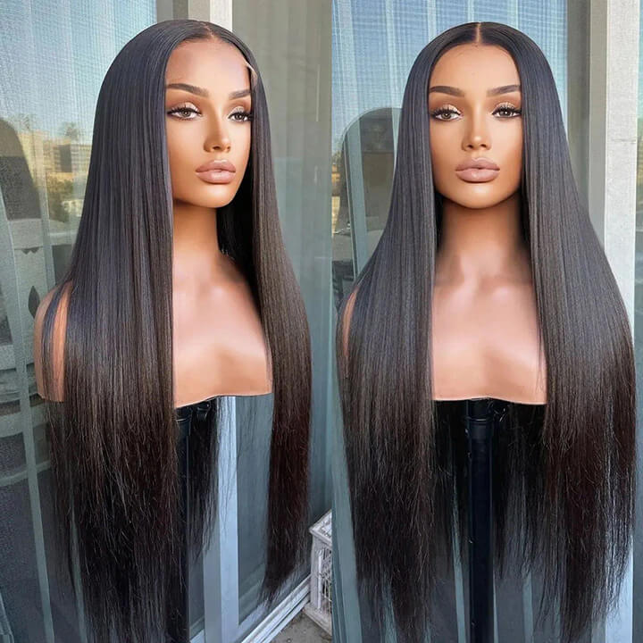 Zlike Pull Go 13x6 Pre Cut Lace Front Wigs Natural Black Straight Human Hair Pull To Wear Wigs