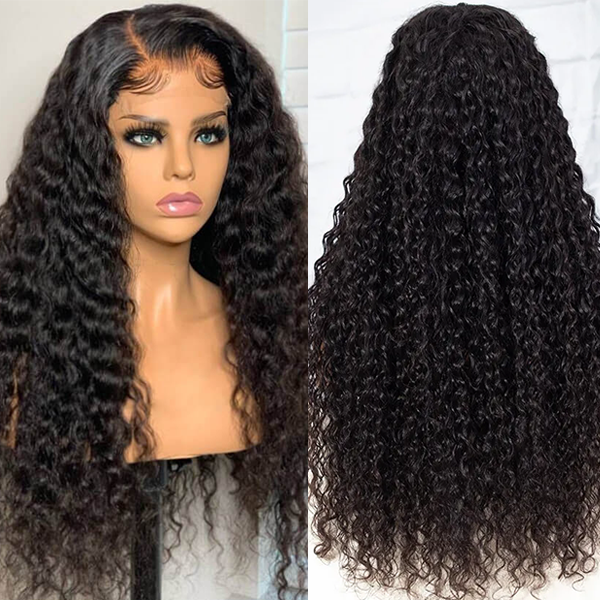 Zlike Water Wave Transparent Glueless Lace Closure Wigs 100% Virgin Human Hair For Women Wear Go Wigs