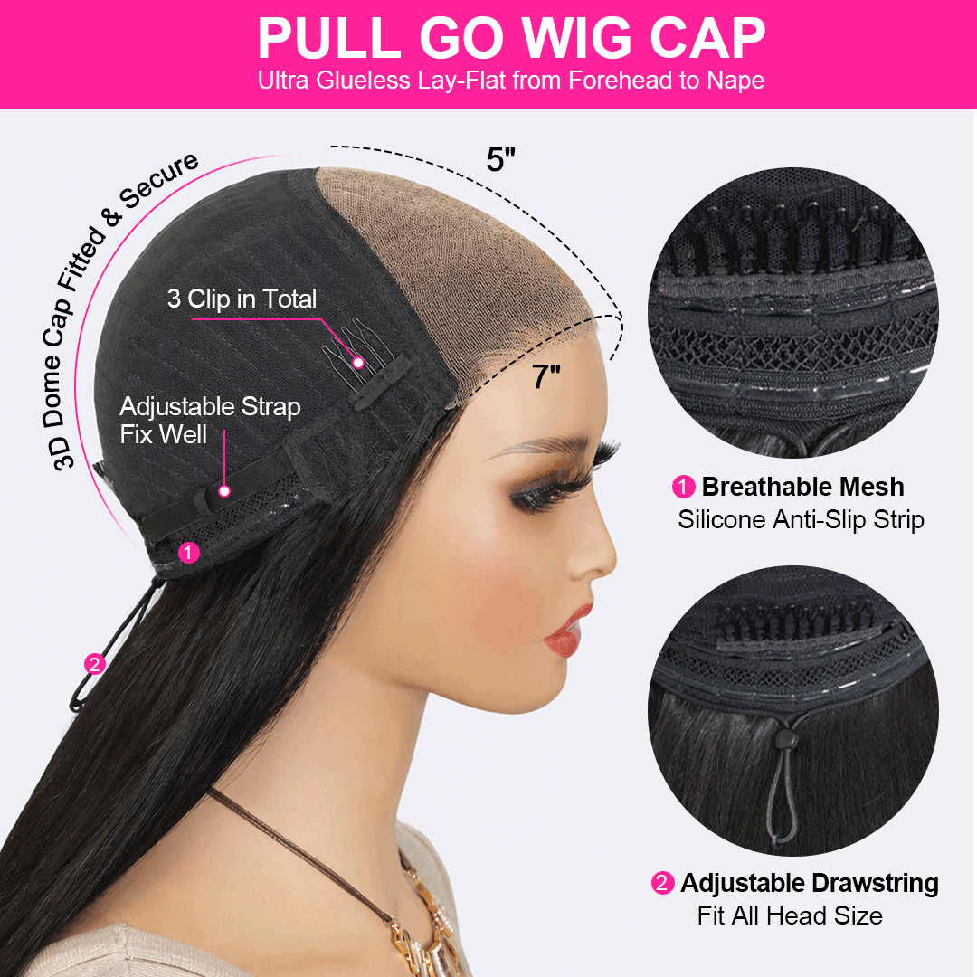 30"= $198 Straight Human Hair High Density Glueless Wigs 7×5 13×6 Lace Pre Plucked & Bleached Drawstring Wigs