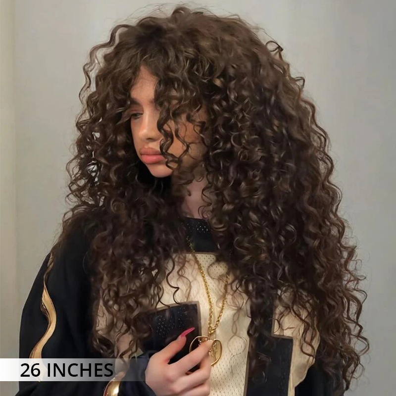 Zlike Bouncy Spiral Loose Curls Wigs 300% Density Human Hair Transparent Lace Front Wigs For Women