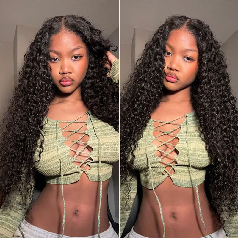 Natural Hairline Water Wave 100% Human Hair Wigs 13X4 Transparent Lace Front Wig