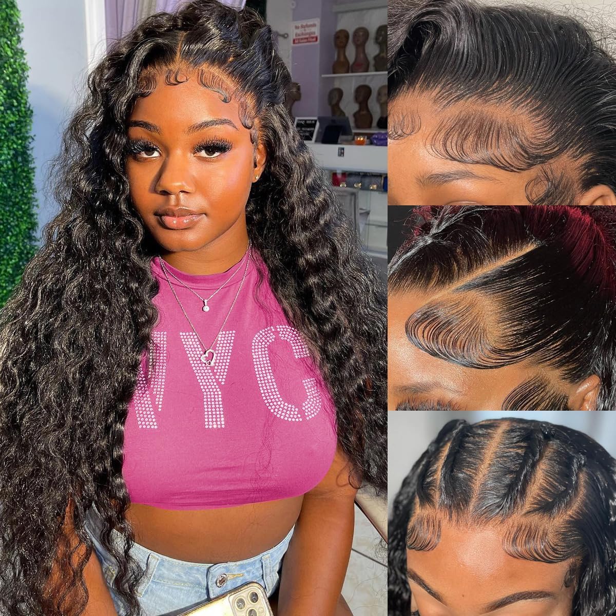 Zlike Pull Go 13x6 Pre Cut Lace Front Wigs Deep Wave Natural Black Human Hair Pull To Wear Wigs