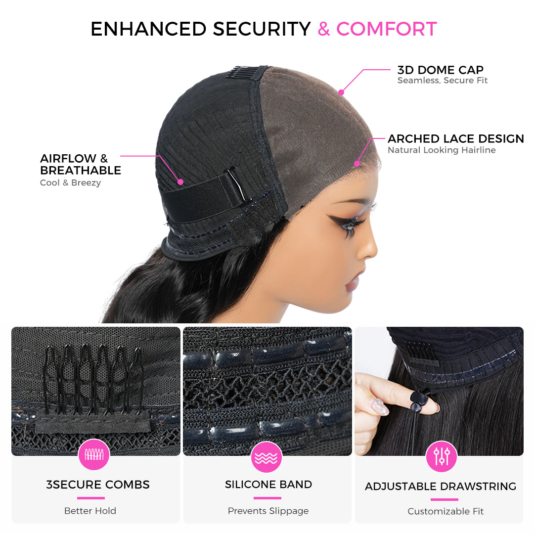 Zlike 7x5 Transparent Lace Layered Bob Wigs Glueless Wear Drawstring Human Hair Wigs Natural Look 300% Density