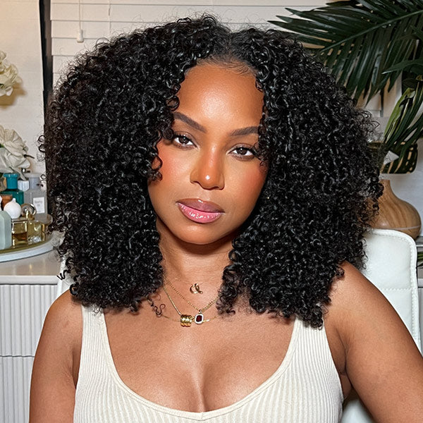 Zlike Afro Curly Wear Go Glueless Wig Pre-cut 7x5 Lace With Bleached Knots 100% Human Hair