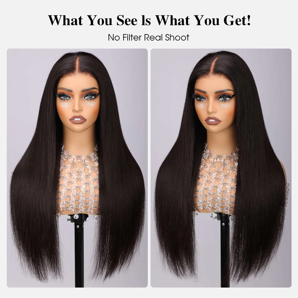 Zlike Pull Go 13x6 Pre Cut Lace Front Wigs Natural Black Straight Human Hair Pull To Wear Wigs