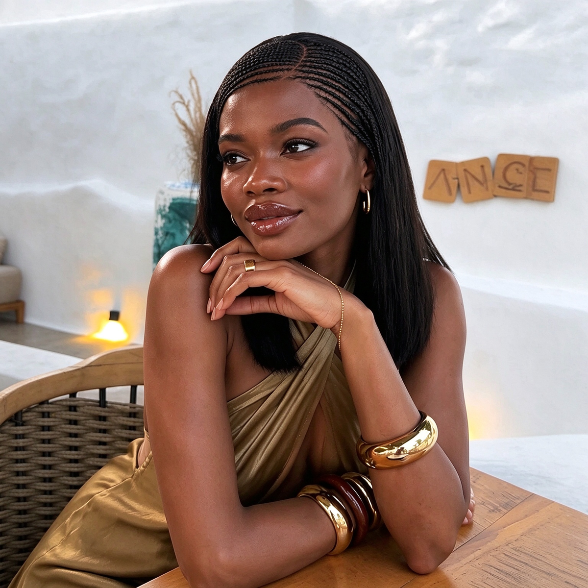 Zlike Fulani Braids Natural Black Straight Frontal Lace Bob Wig Pre-Cut 13x4 Transparent Lace Wigs Pre-Braided Bob Wigs