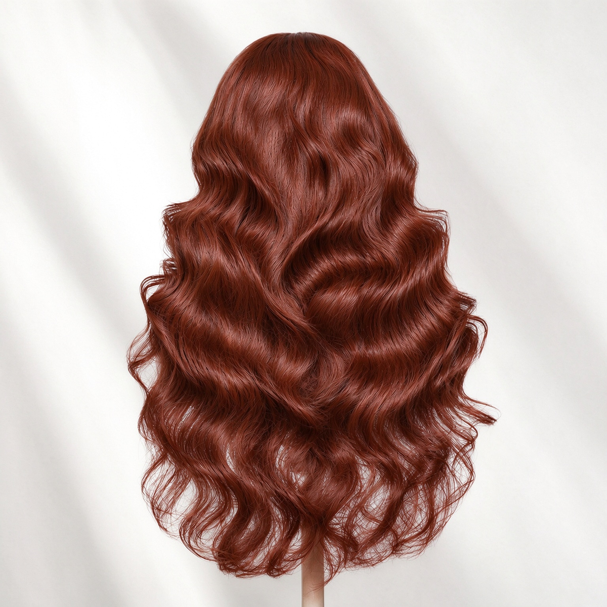 Zlike Loose Body Wave with Bangs Reddish Brown Glueless Lace Frontal Wig Human Hair Wigs