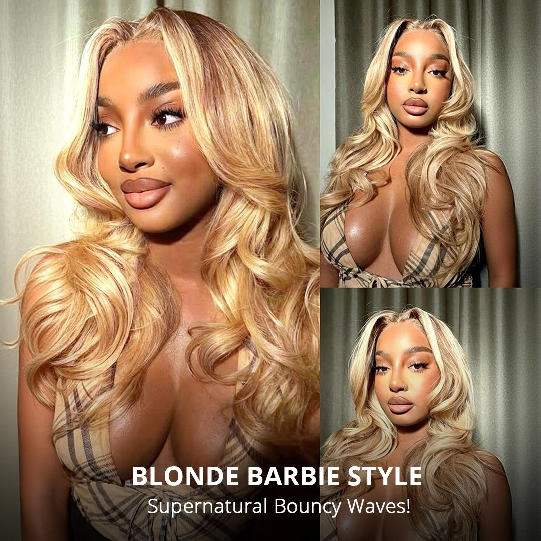 Zlike P27/613 Brown to Blonde Ombre Wigs Body Wave 13x4 Lace Frontal with Drawstring