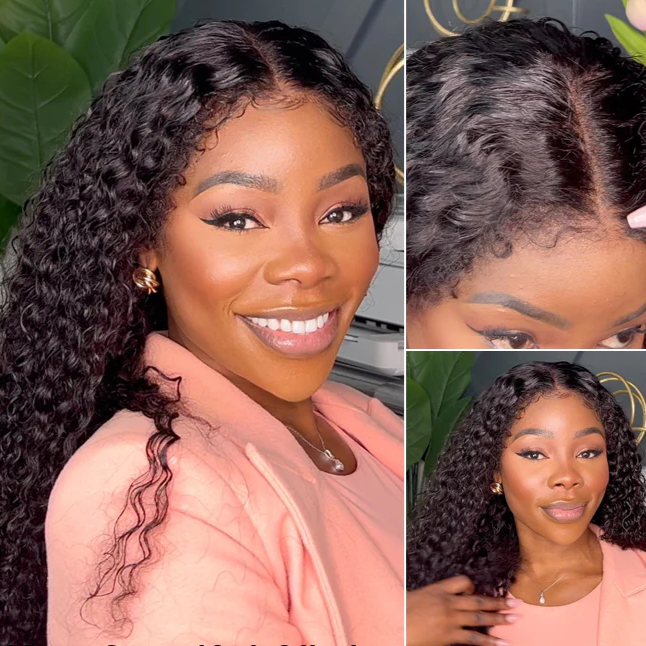 Zlike 4C Curly Edge Pre Cut Lace Closure Wigs 250% Density Human Hair Glueless Wigs