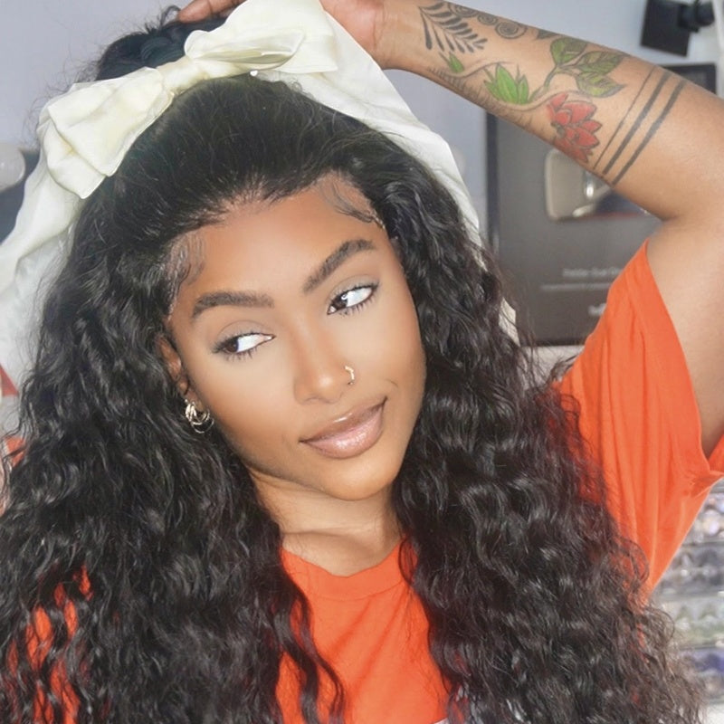 360 Lace Wig Water Wave Human Hair Transparent Lace Front Wigs With Baby Hair