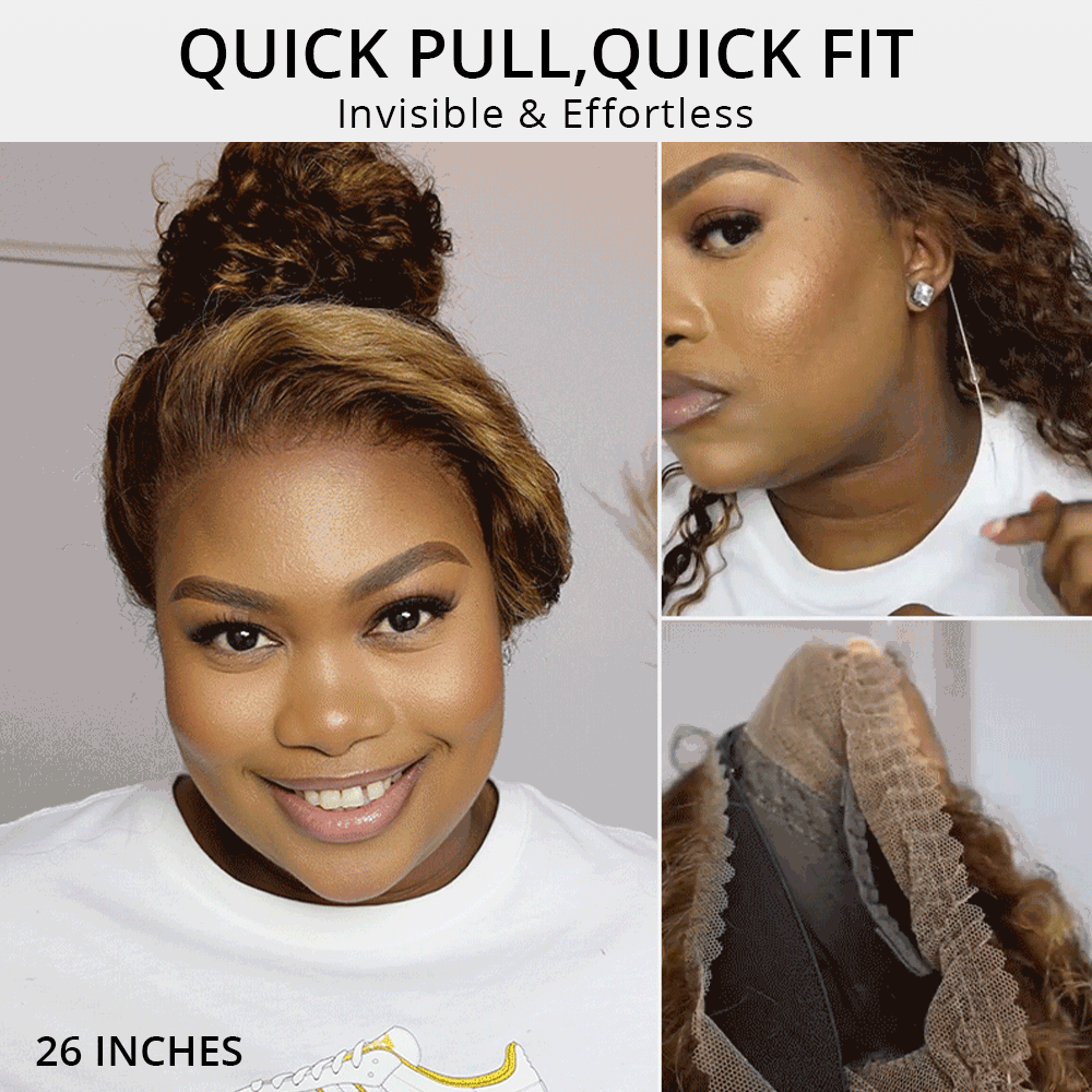 Water Wave Invisi-Band 360 Lace Frontal Wigs Highlight Honey Blonde Glueless Human Hair Wigs