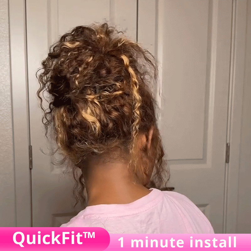 Water Wave Invisi-Band 360 Lace Frontal Wigs Highlight Honey Blonde Glueless Human Hair Wigs
