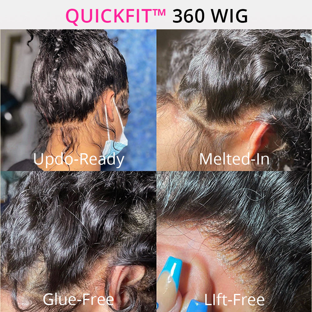 Zlike 300% Density Invisi-Band Deep Wave 360 Lace Frontal Wigs Bleached Knots Human Hair Wigs