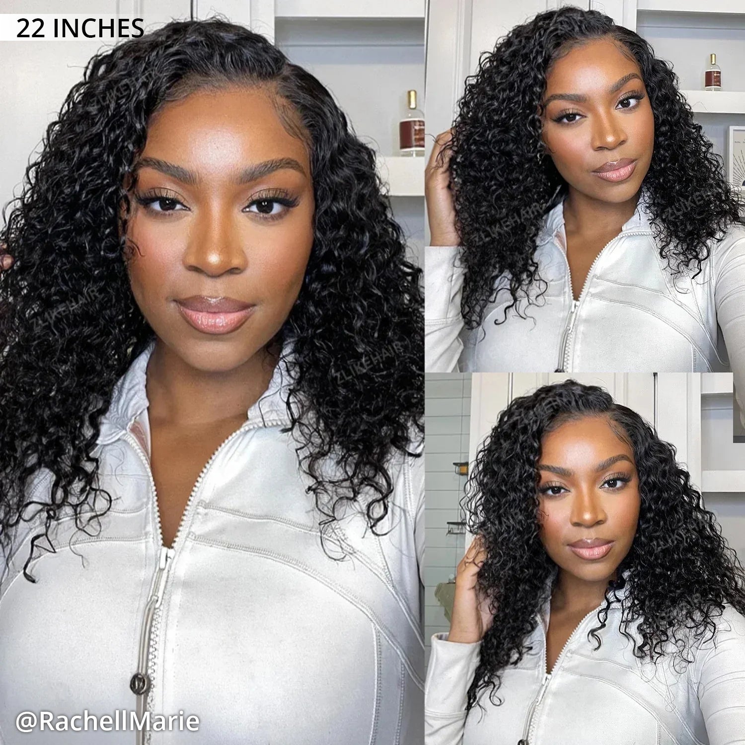 Pre Cut Glueless Invisi-Band Water Wave 360 Lace Frontal Human Hair Wigs With Baby Hair
