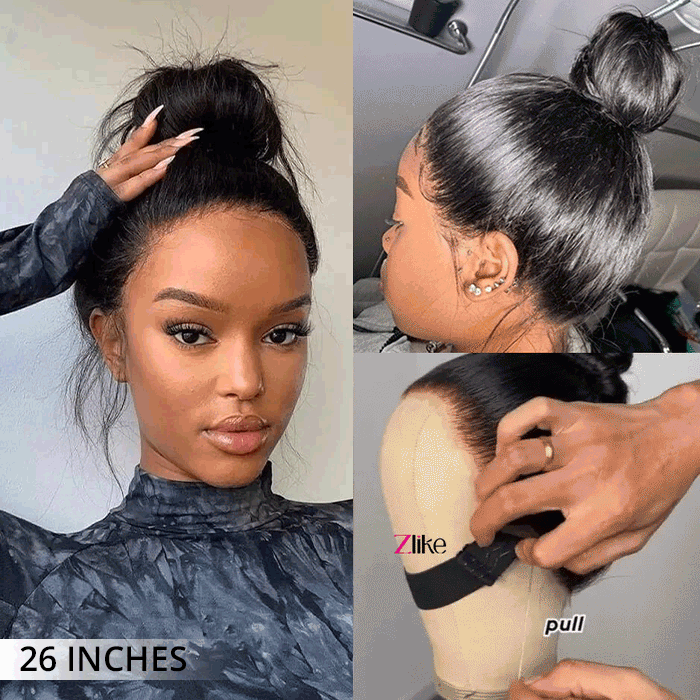 Glueless Pre Cut Straight 360 Lace Frontal Wig Invisi-Band Human Hair Wigs Natural Hairline
