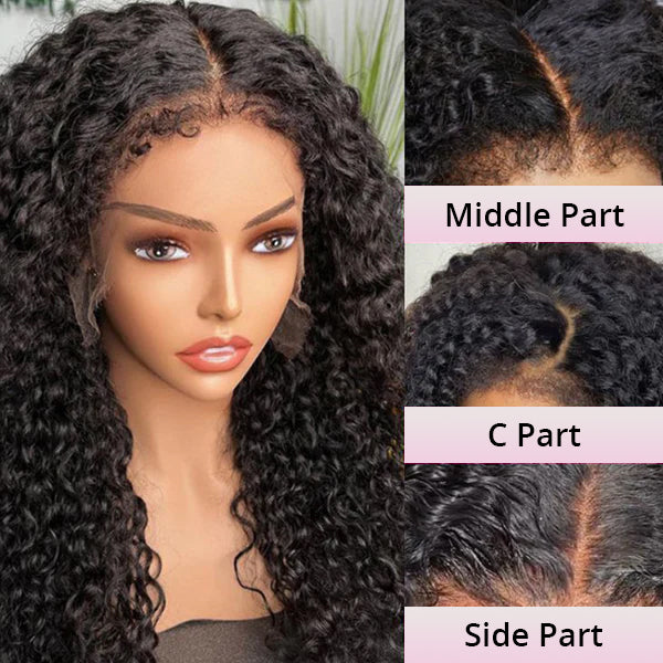 4C Curly Edges Invisi-Band 360 Kinky Curly Lace Front Wig Pre Bleached Human Hair Wigs With Curly Baby Hair
