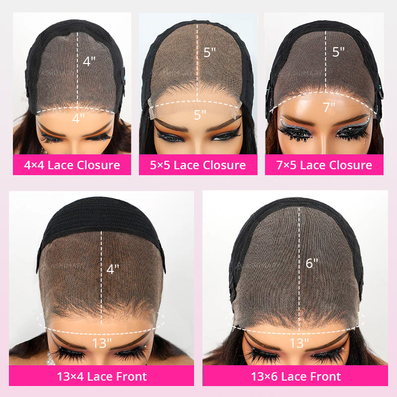 300% Density Bob Lace Wig Pre Cut Straight Human Hair Lace Closure Wigs Bleach Knots