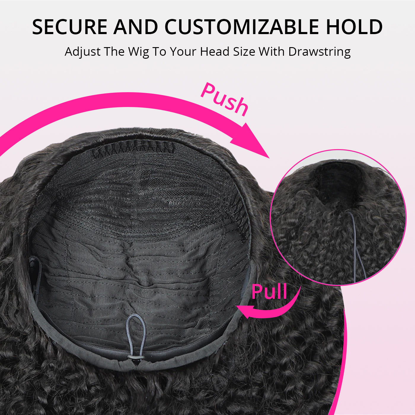 3 In 1 Half Wigs Afro Curly Flexible Fit with Elastic Drawstring Glueless Human Hair Wigs
